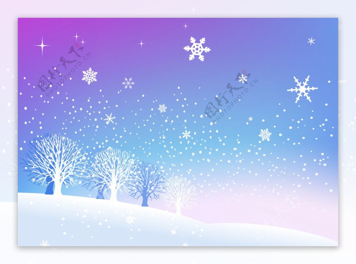 蓝紫色冬季雪花背景