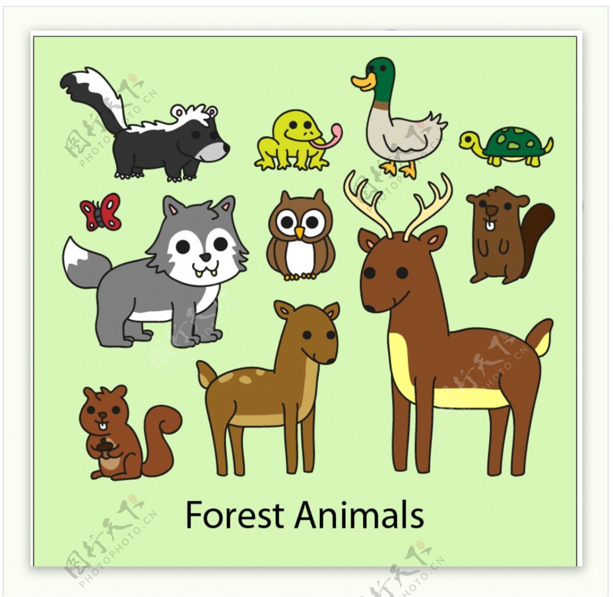 卡通森林动物