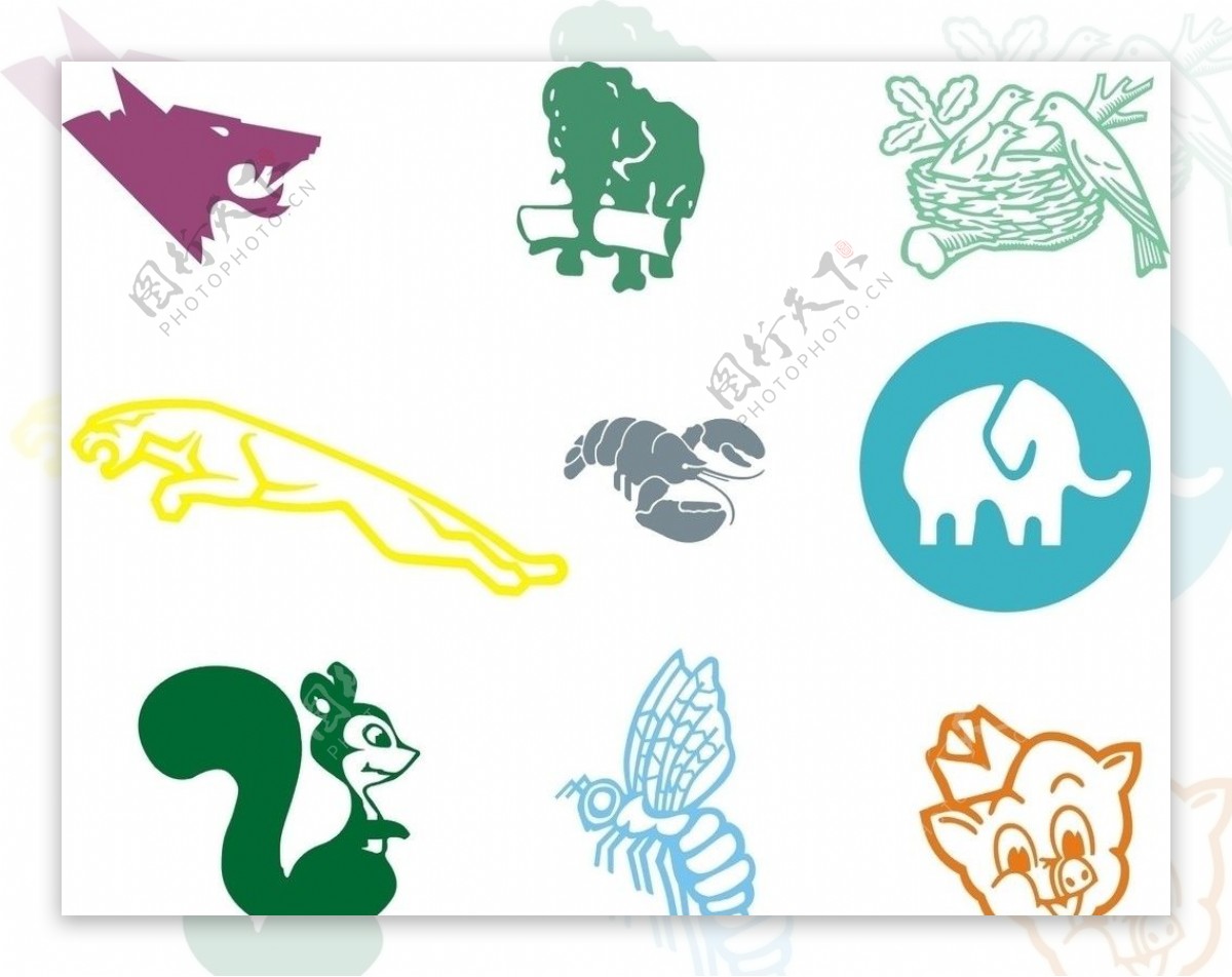 logo矢量抽象卡通动物小图标