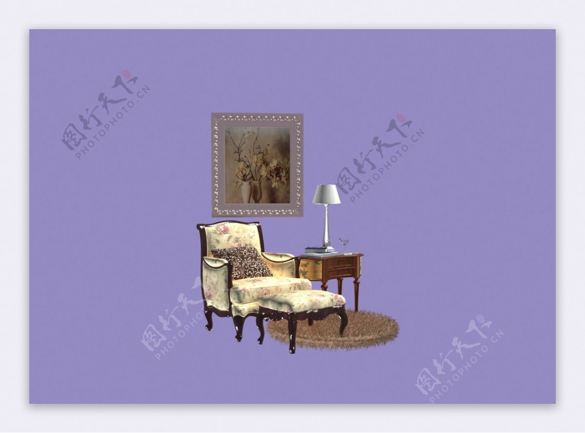 欧式沙发模型欧式桌椅模型