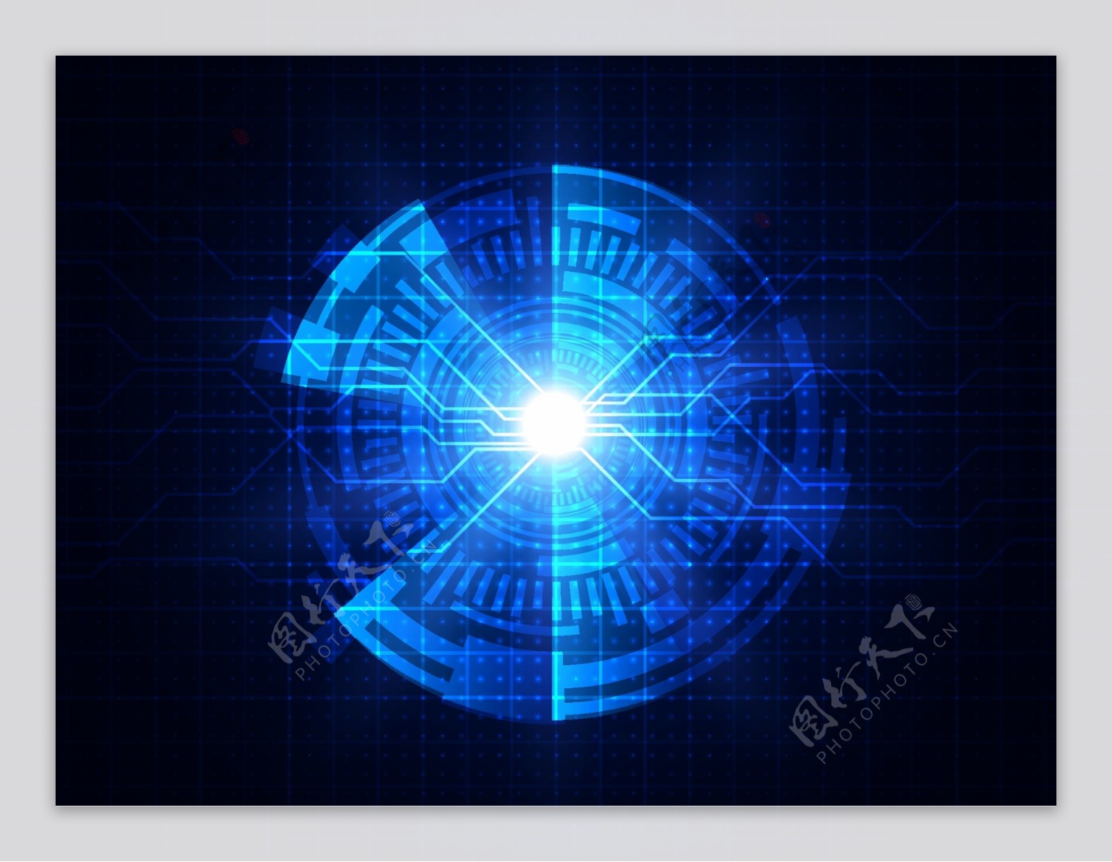 蓝色圆形光效科技背景矢量