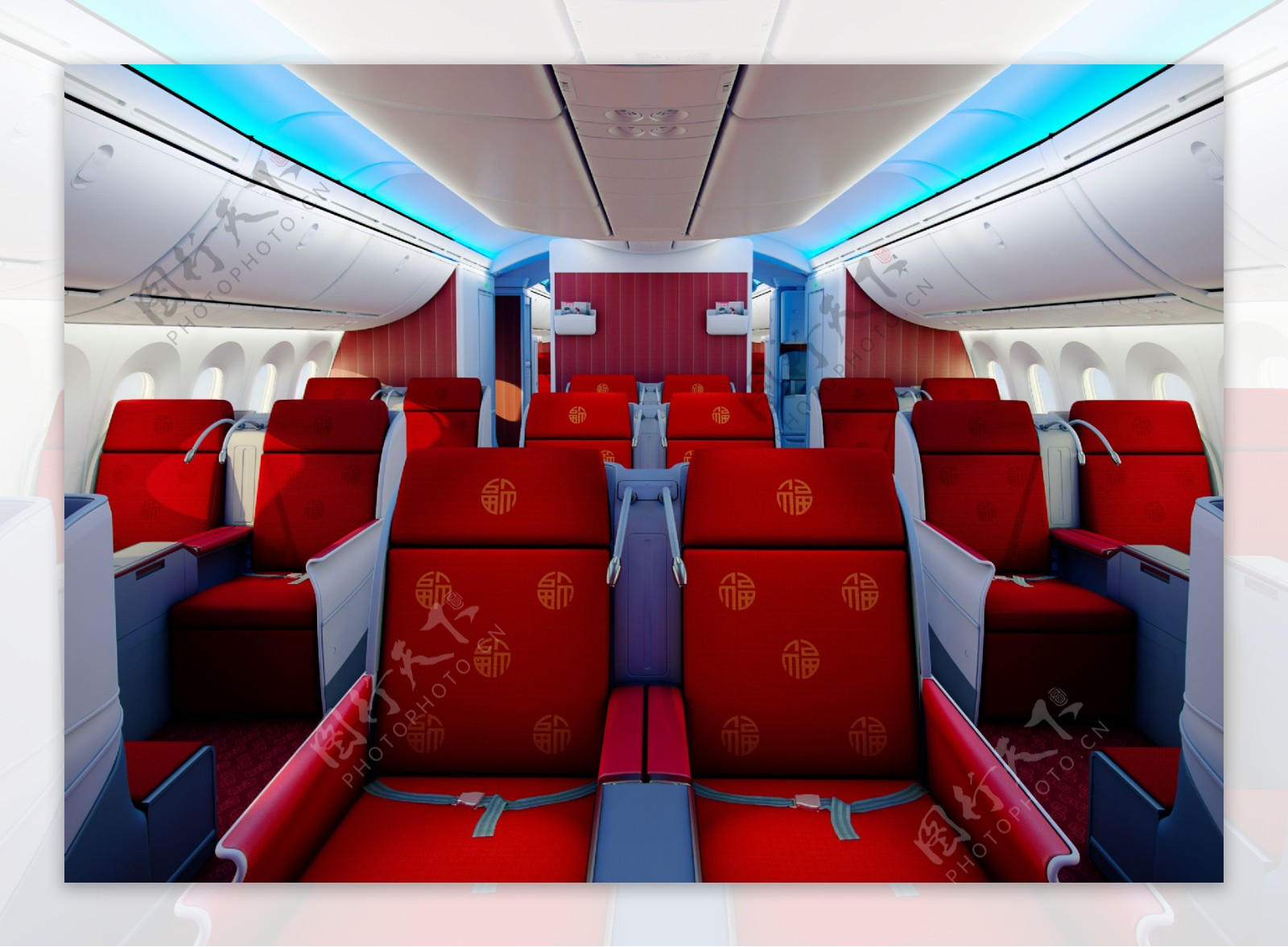 787飞机内饰3D效果图