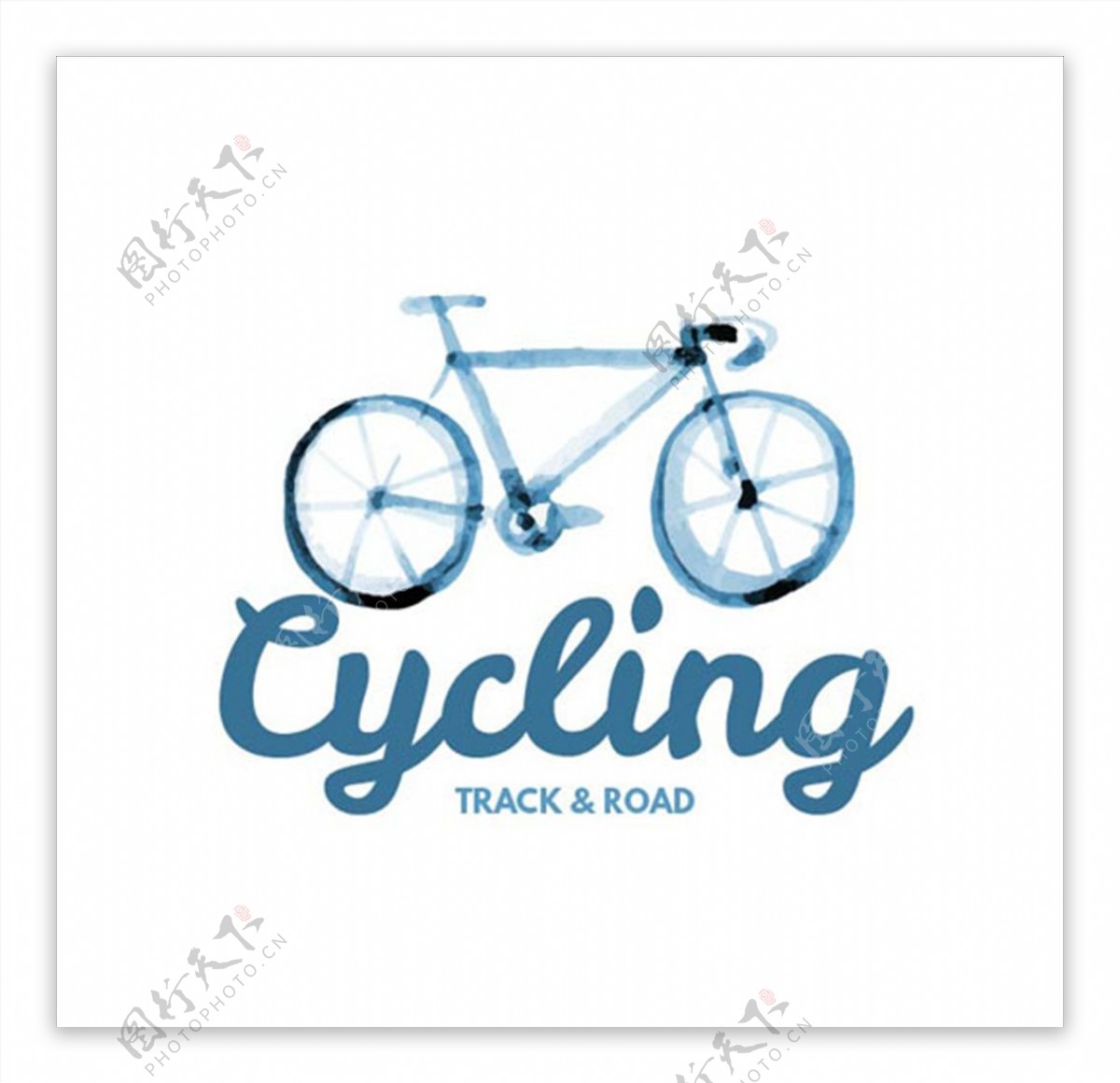 水彩自行车比赛培训俱乐部标志