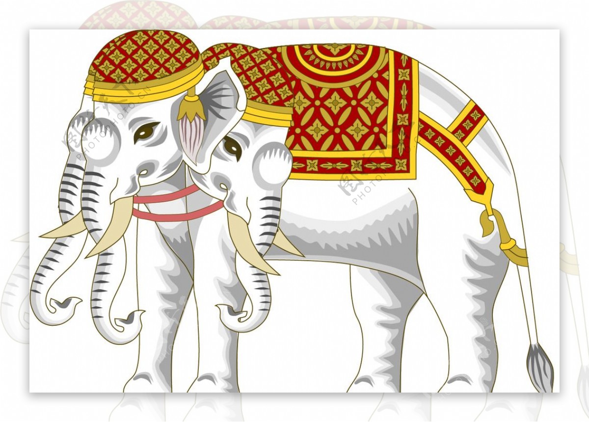 大象三头象传统元素