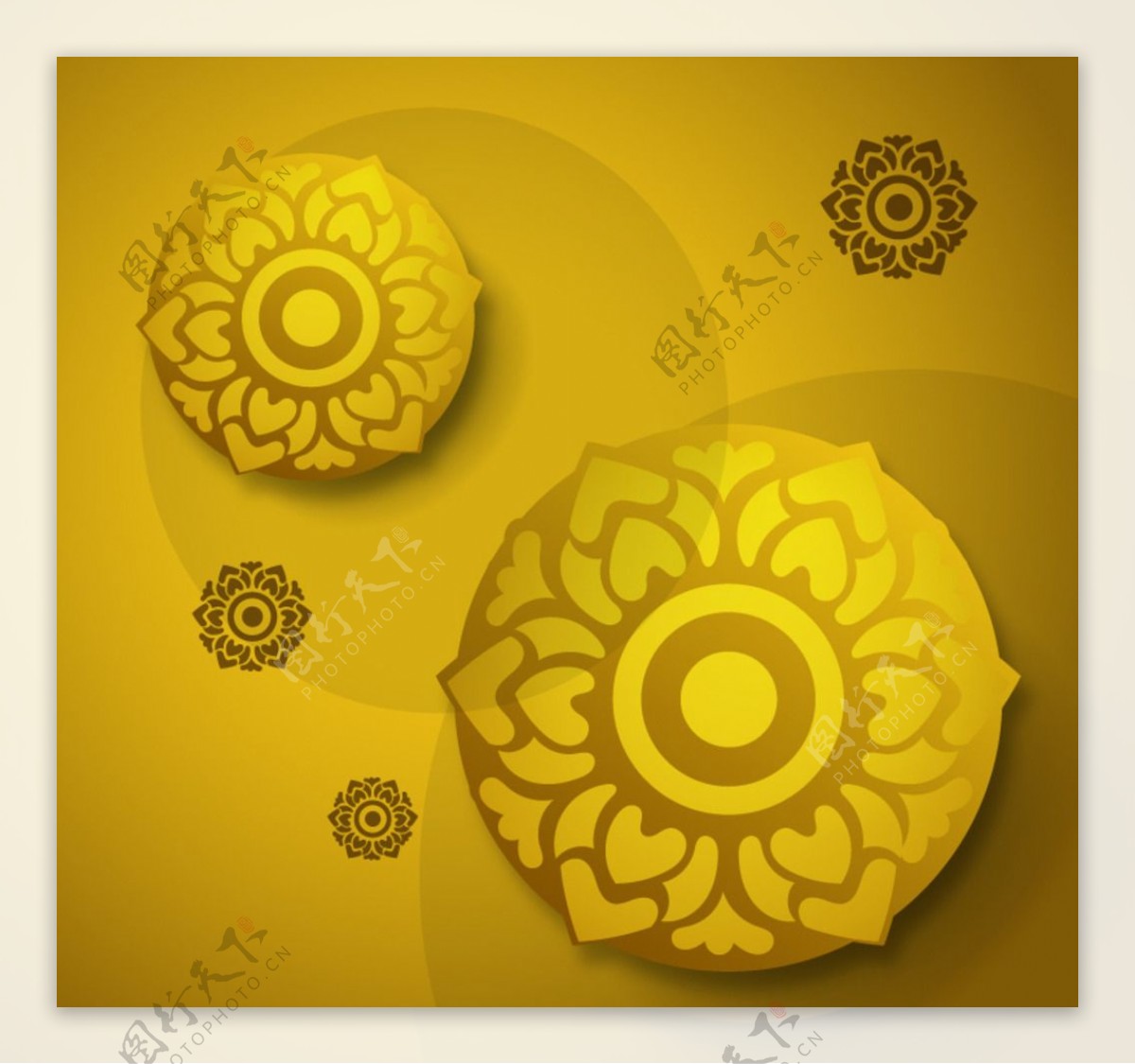 金色花朵圆盘背景