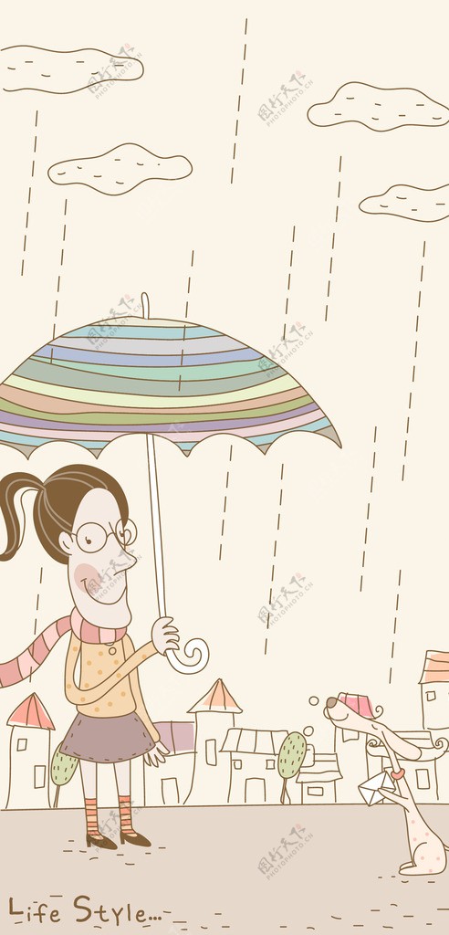 雨中打伞的女孩