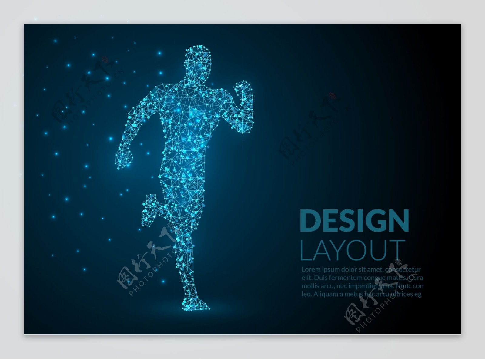 科技风格点线抽象跑步海报