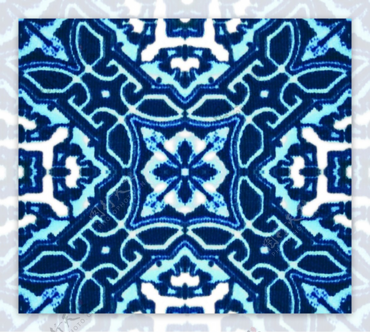 地毯印花几何图蓝色波浪花