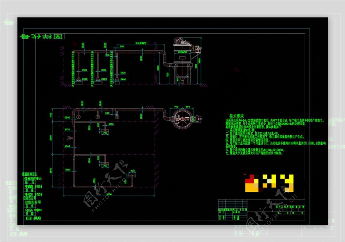 除尘系统安装图机械图纸