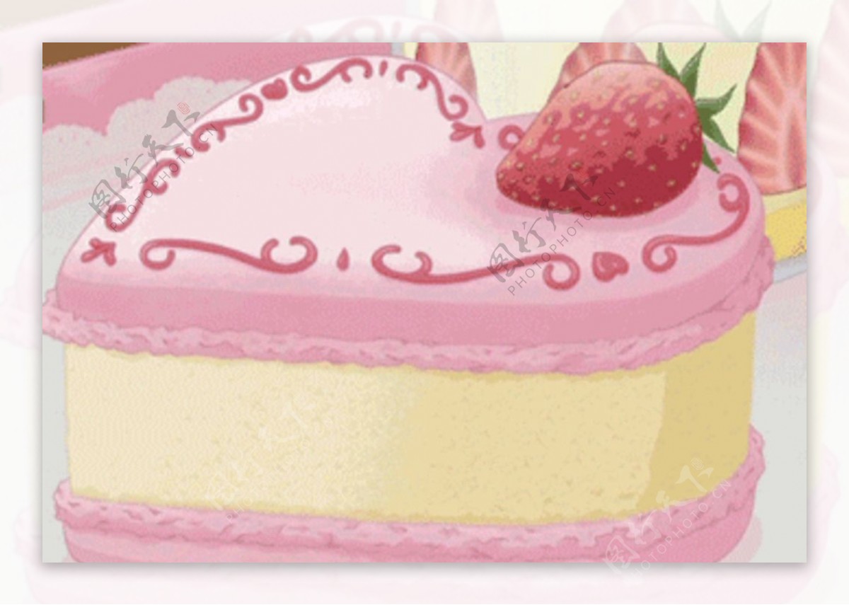GIF草莓奶油蛋糕美食动态图