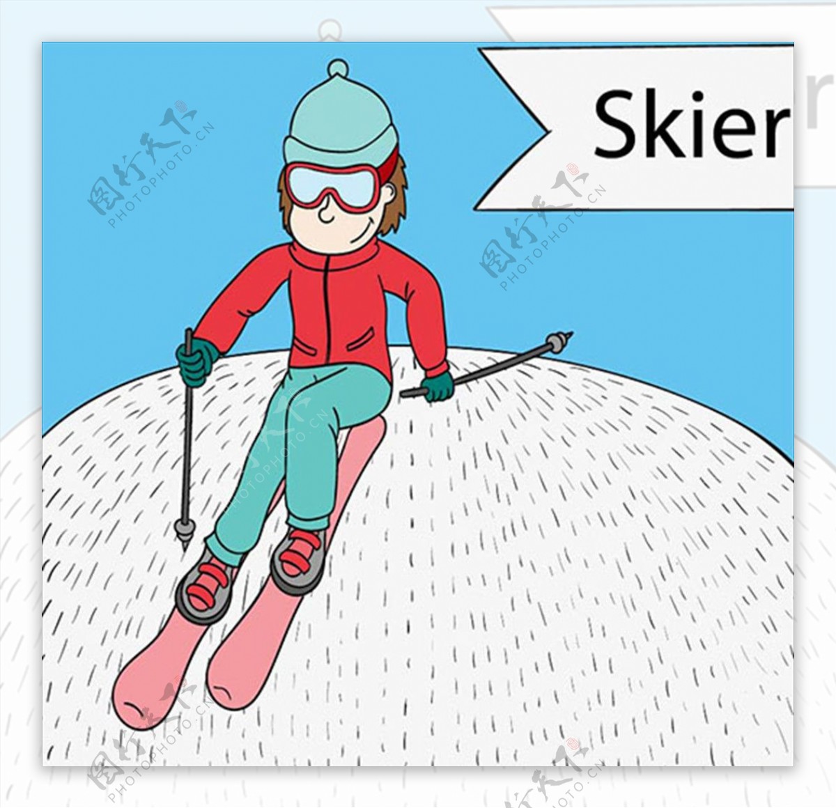 滑雪卡通图片大全,滑雪图片大全简笔画 - 伤感说说吧