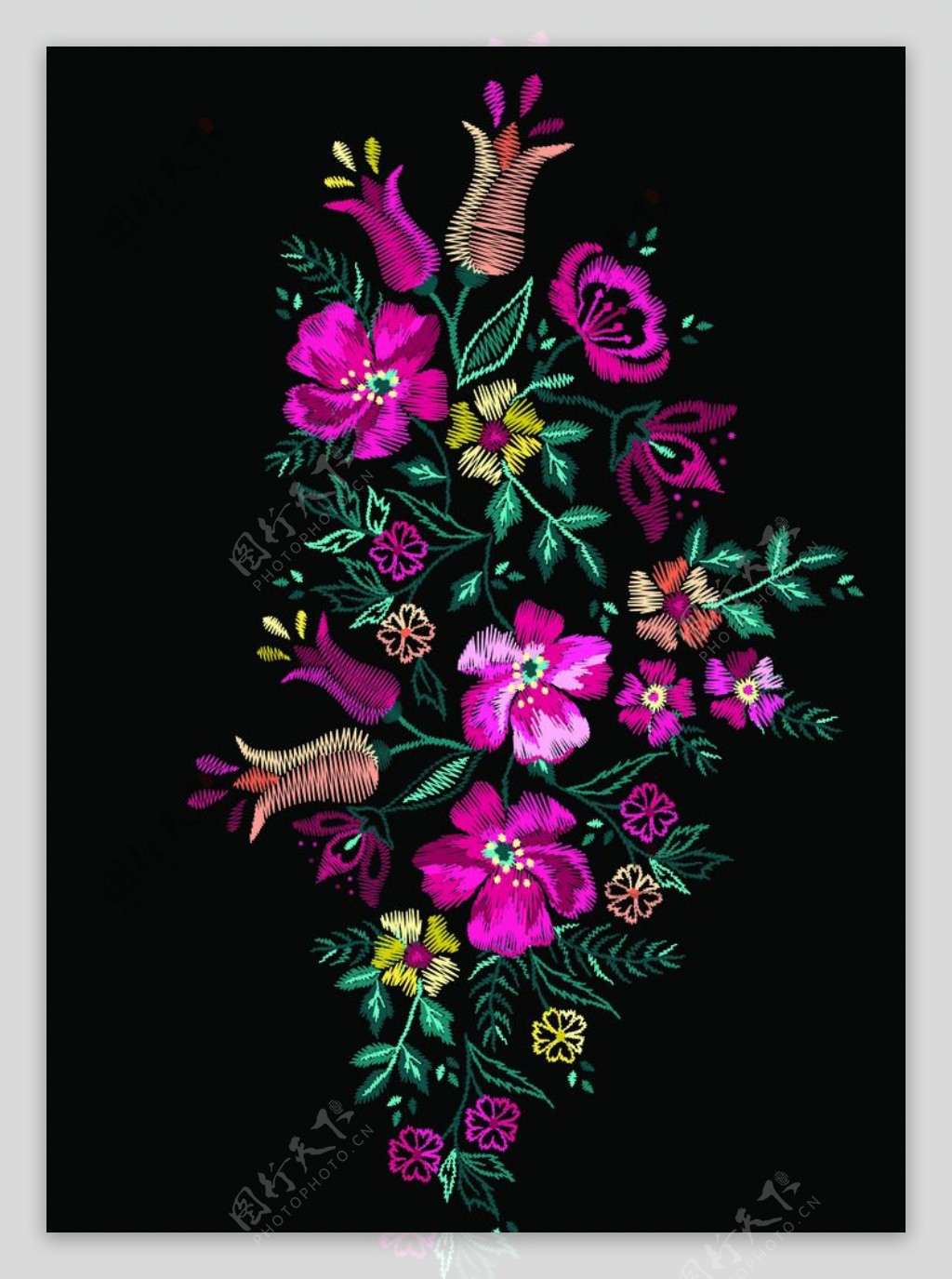 彩色刺绣花卉
