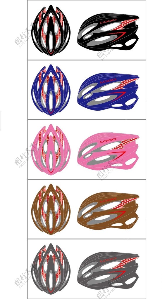 自行车头盔设计矢量图