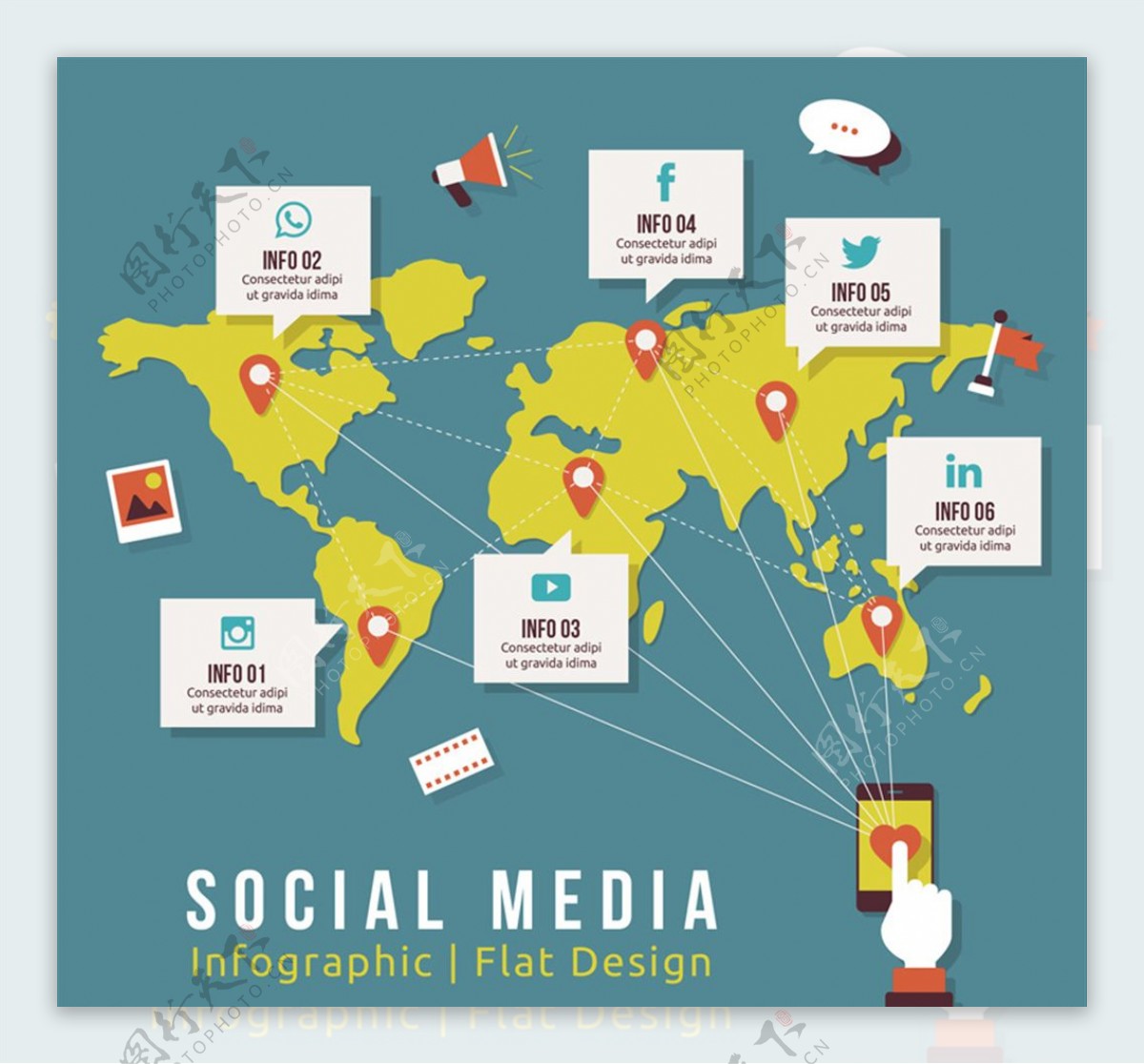创意社会化媒体信息图矢量素材