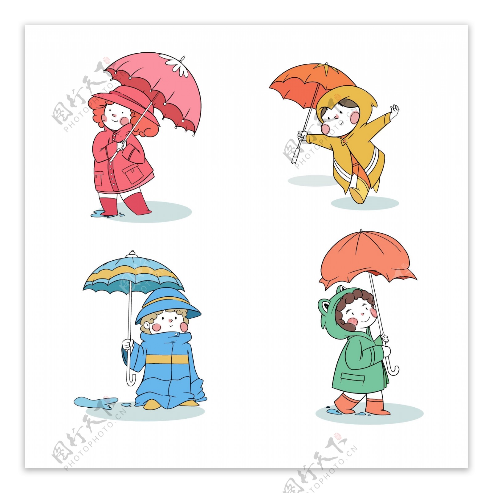 快乐儿童节打雨伞的孩子