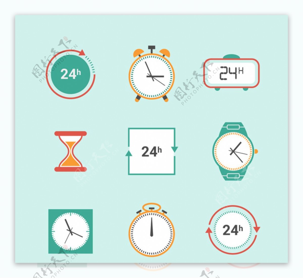 计时器与钟表图标矢量图