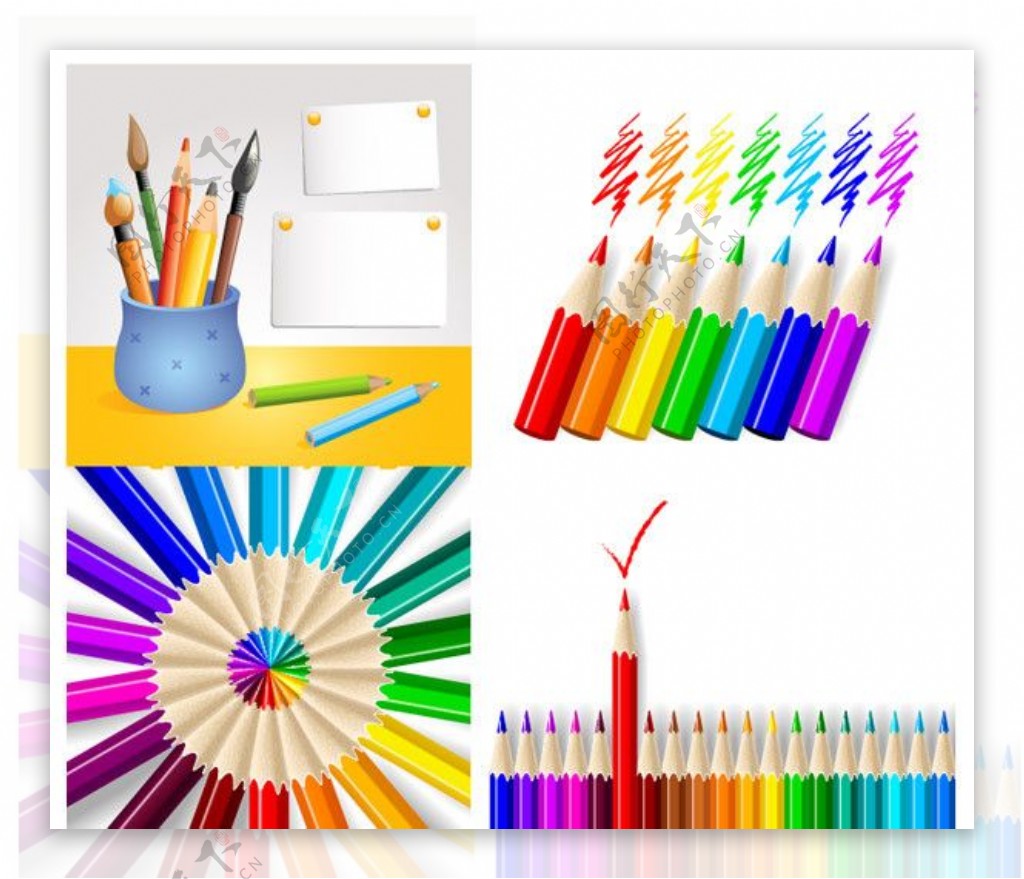彩色铅笔系列矢量素材