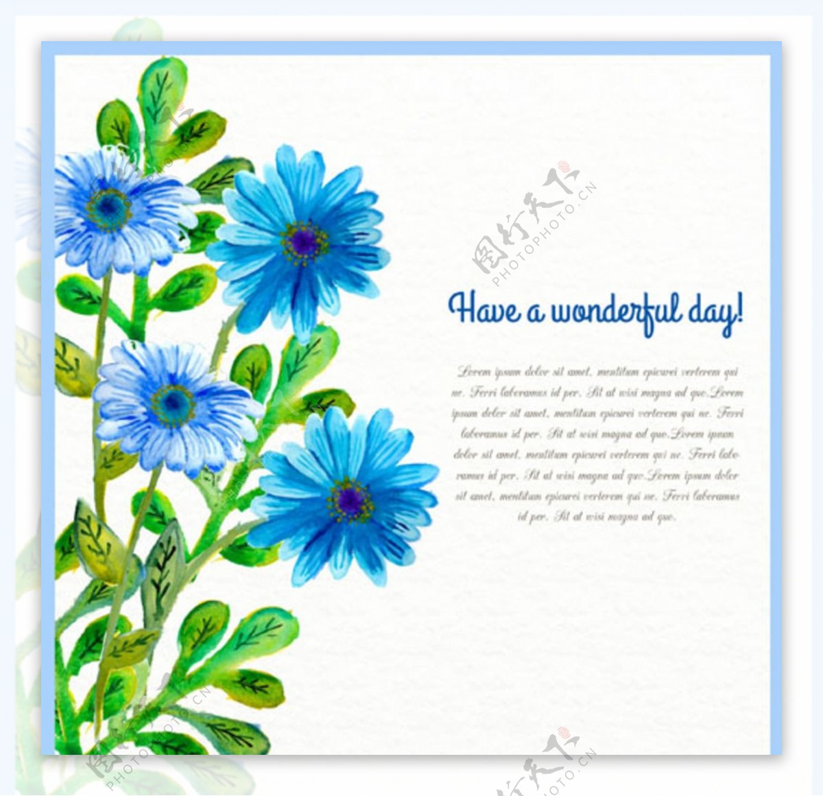 春季蓝色花卉海报