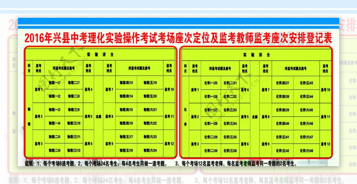 中考理化实验操作考试考场安排