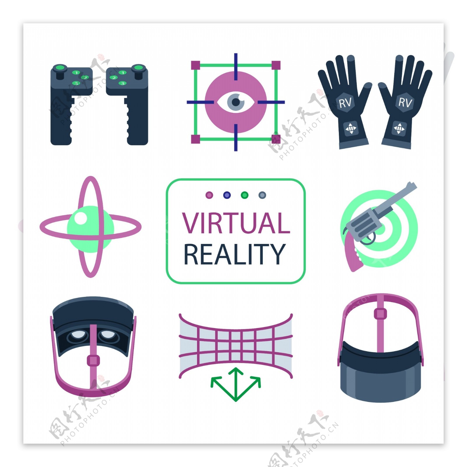 VR虚拟现实眼镜游戏配件元素