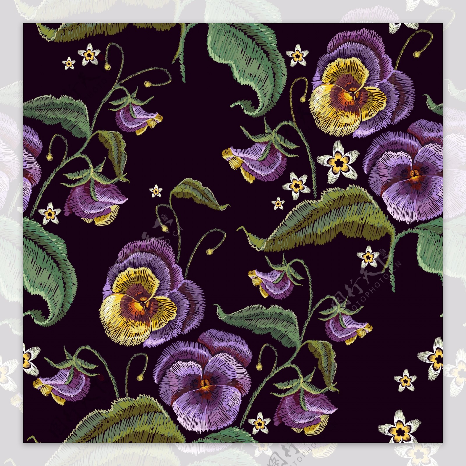紫色刺绣花纹背景
