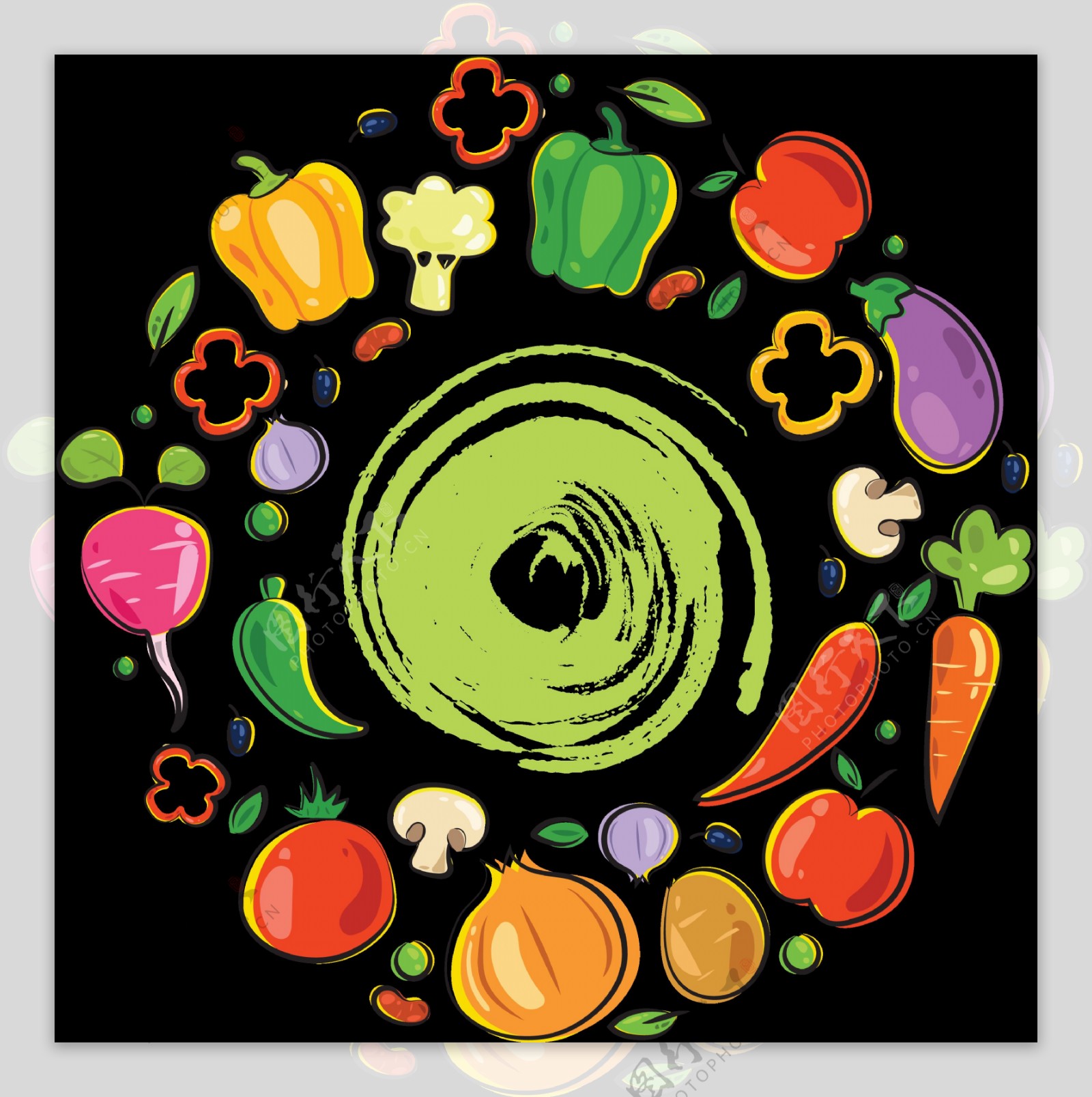 各种蔬菜插图边框免抠png透明图层素材
