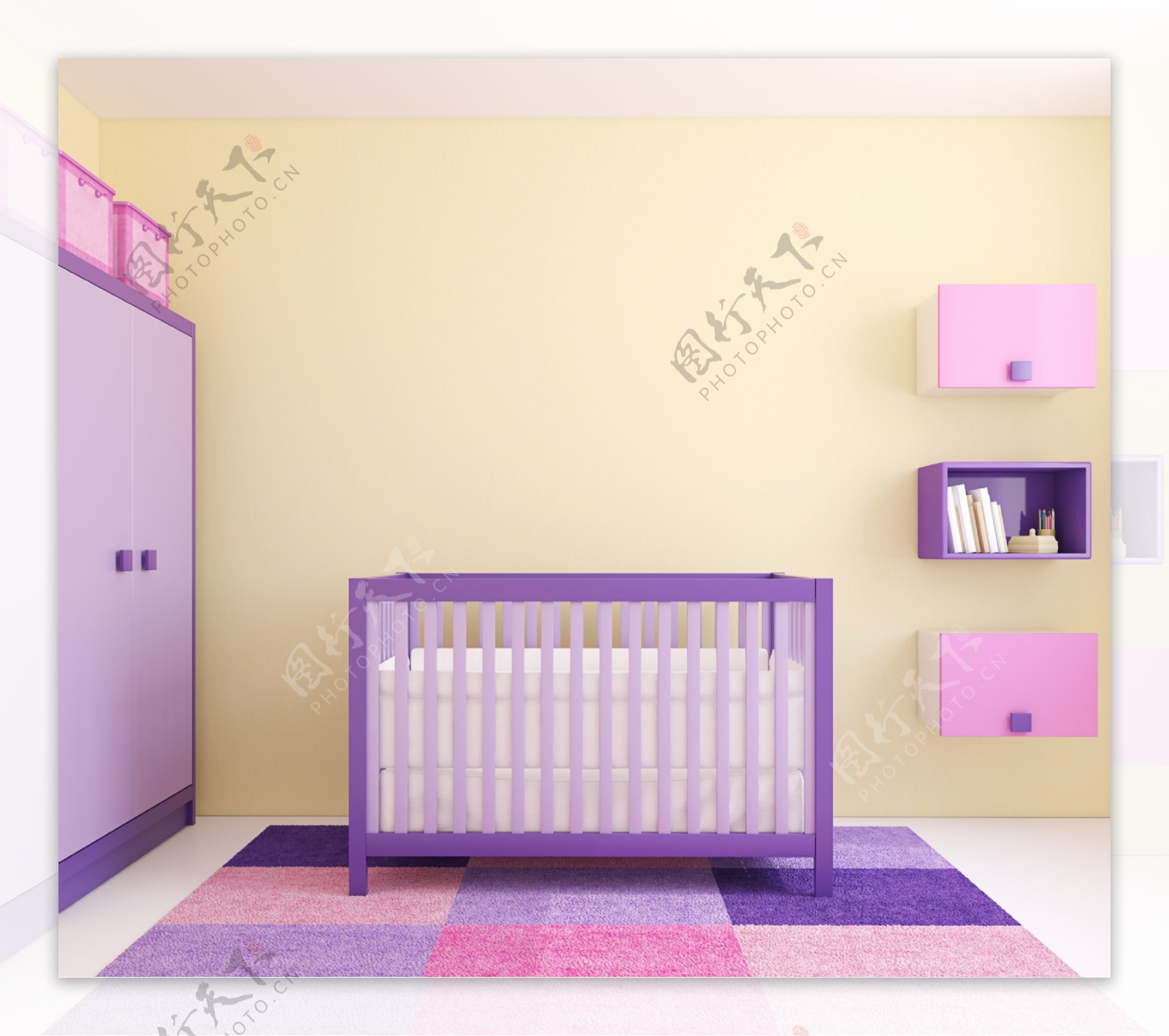 紫色优雅儿童房效果图图片