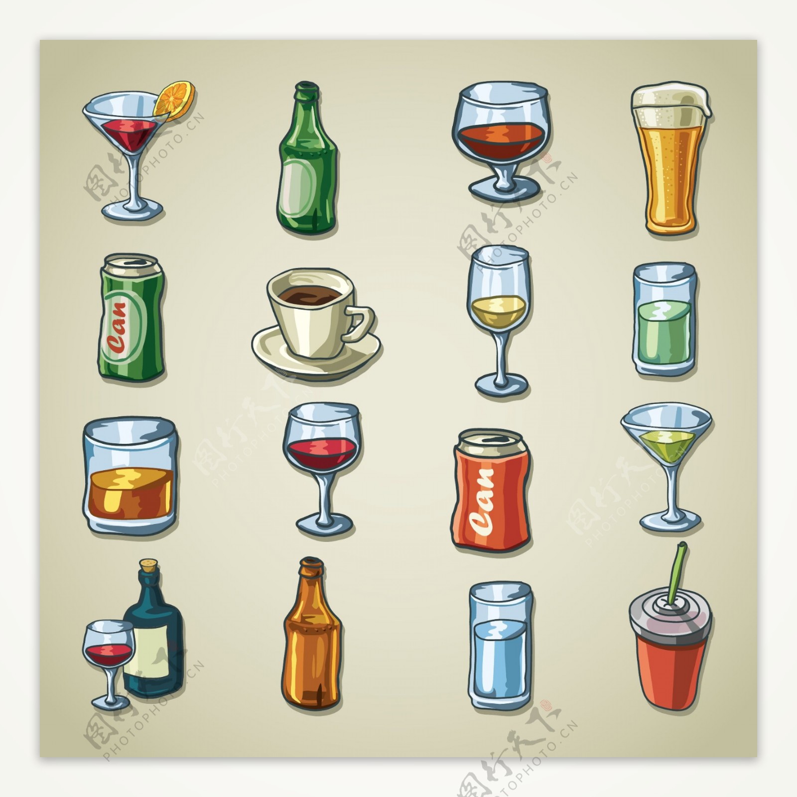 饮料图标彩色卡通icon
