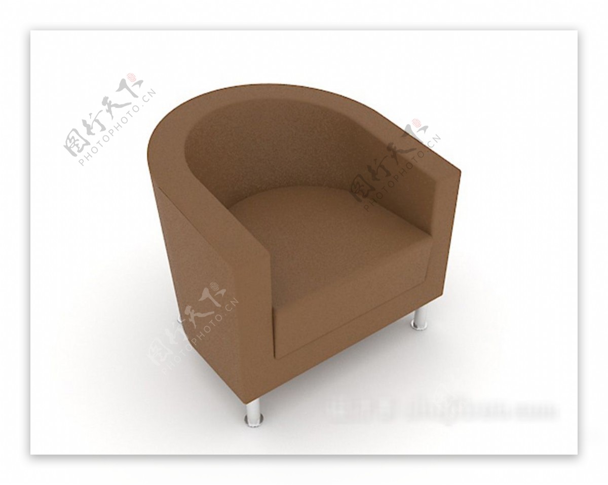 现代浅棕色单人沙发3d模型下载