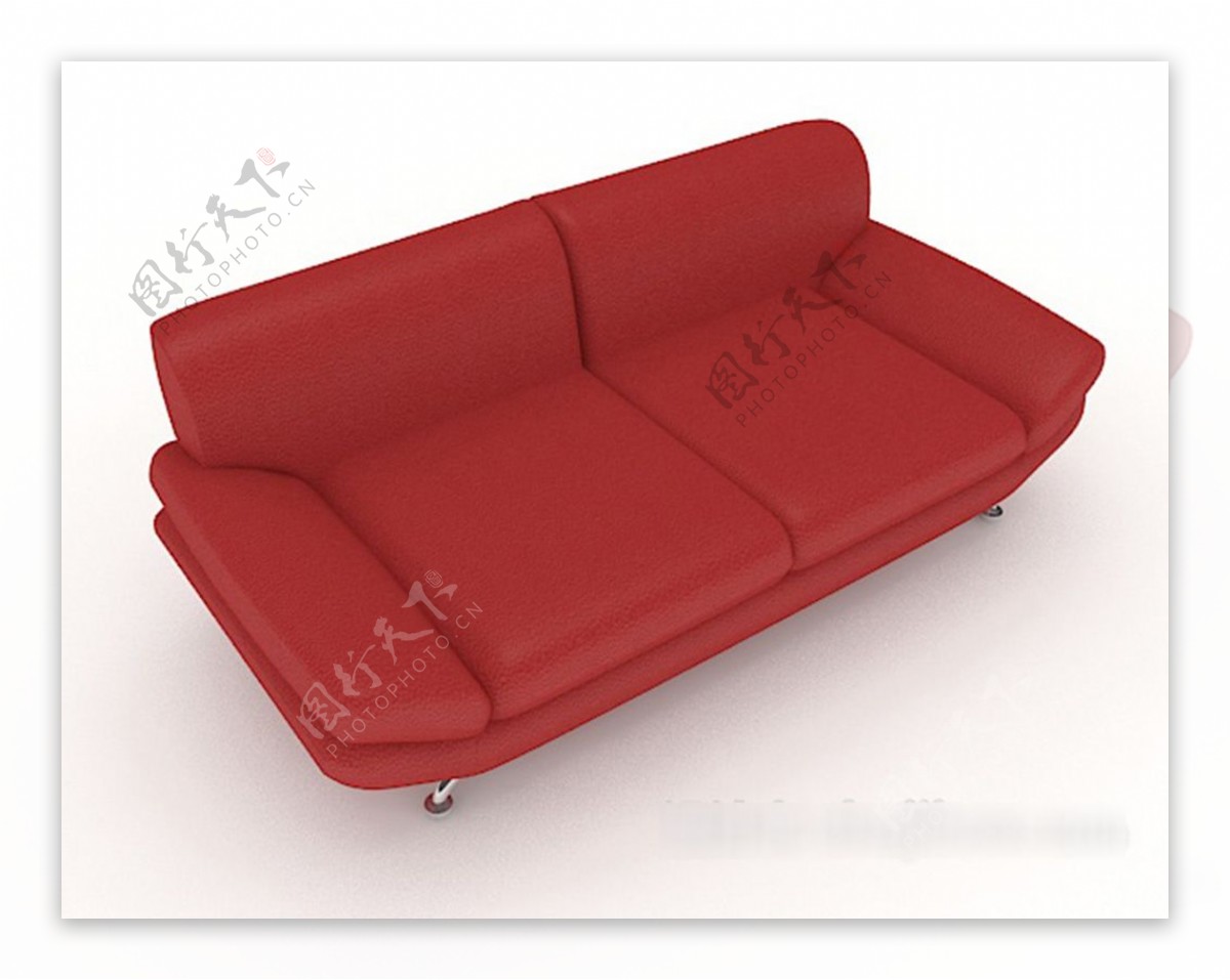 现代简约红色双人沙发3d模型下载