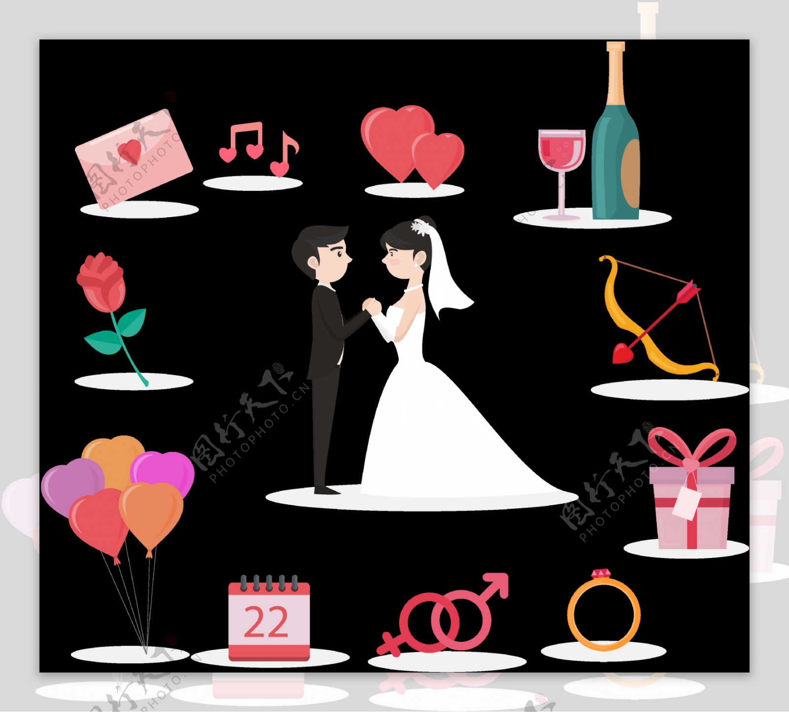 爱情婚礼结婚元素免抠png透明图层素材