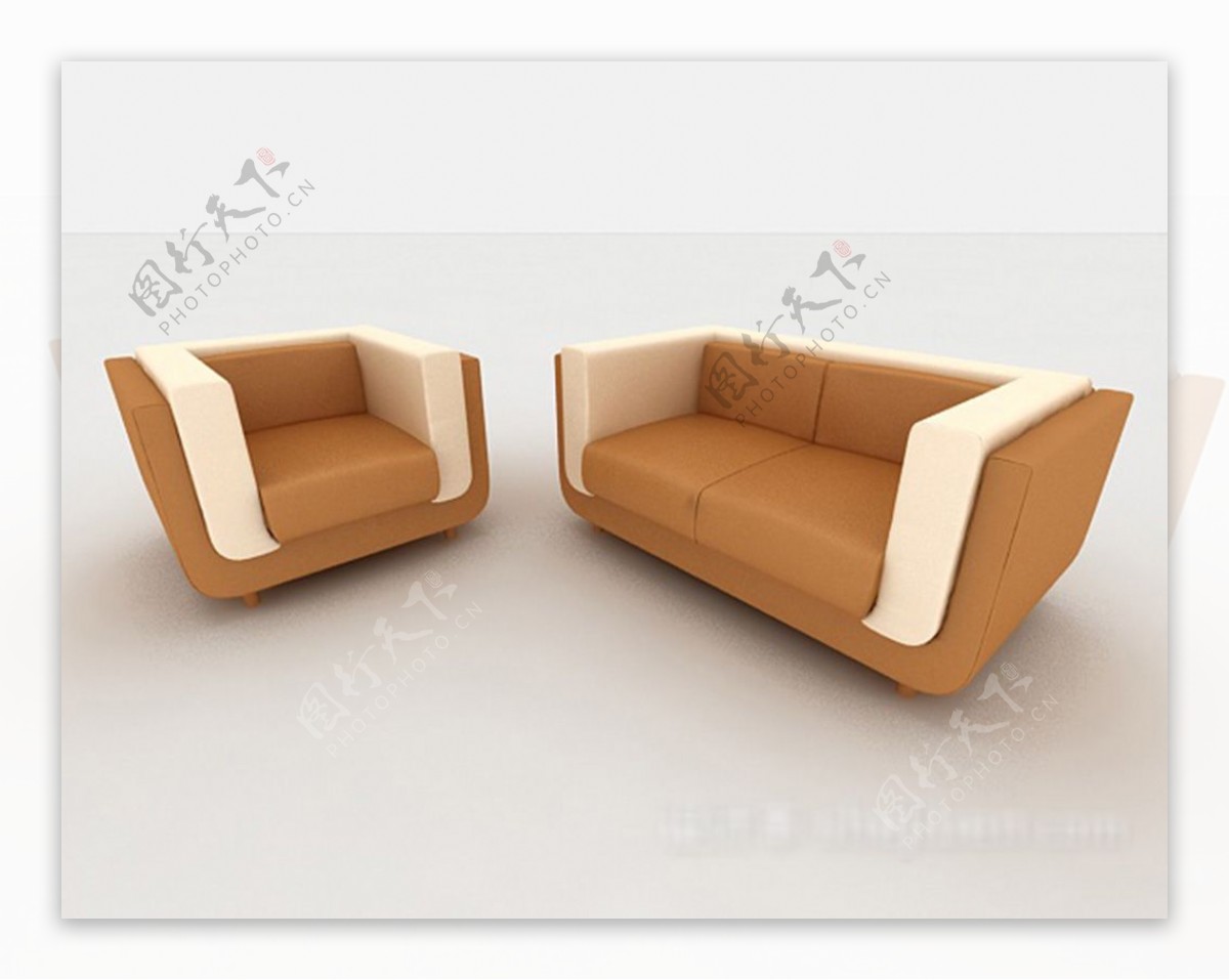 黄棕色组合沙发3d模型下载