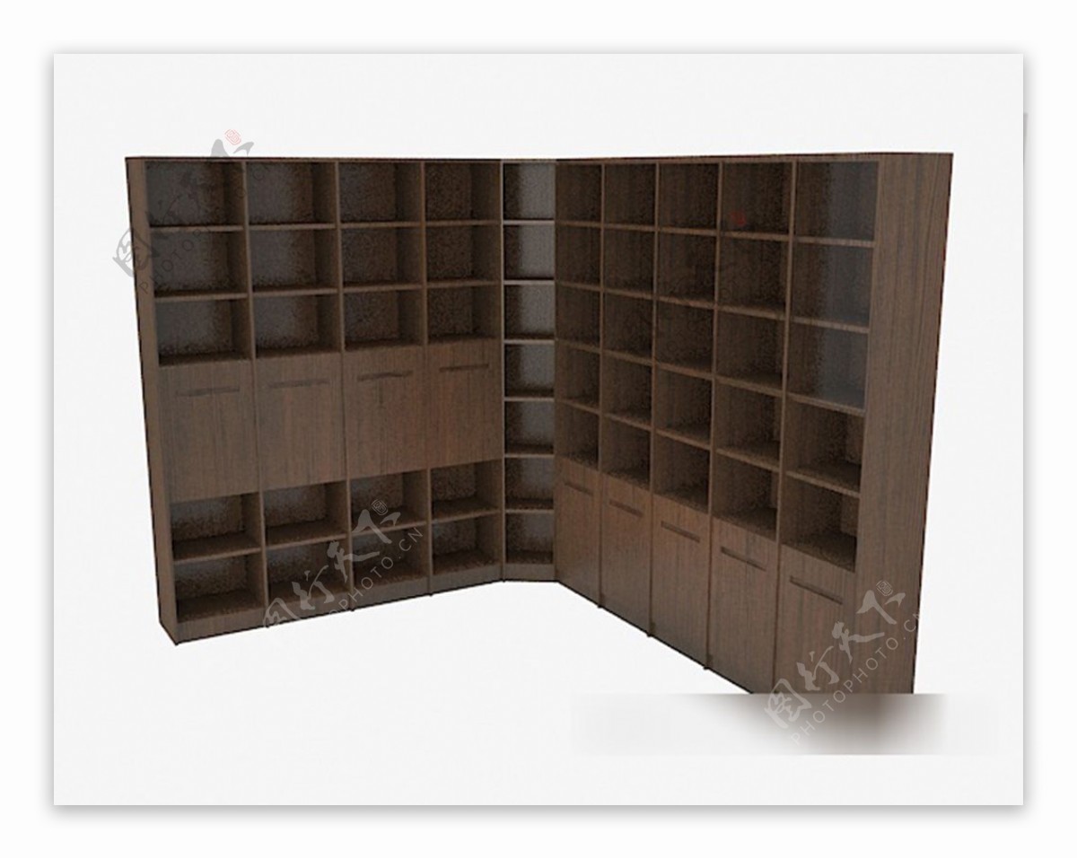 木质大书柜3d模型下载