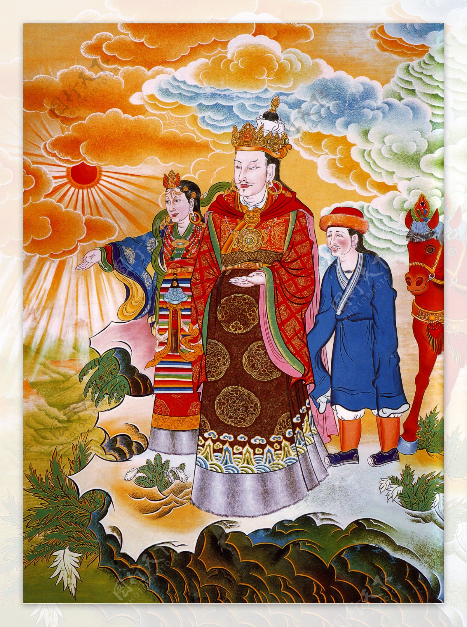 神仙统治者唐卡彩绘图片