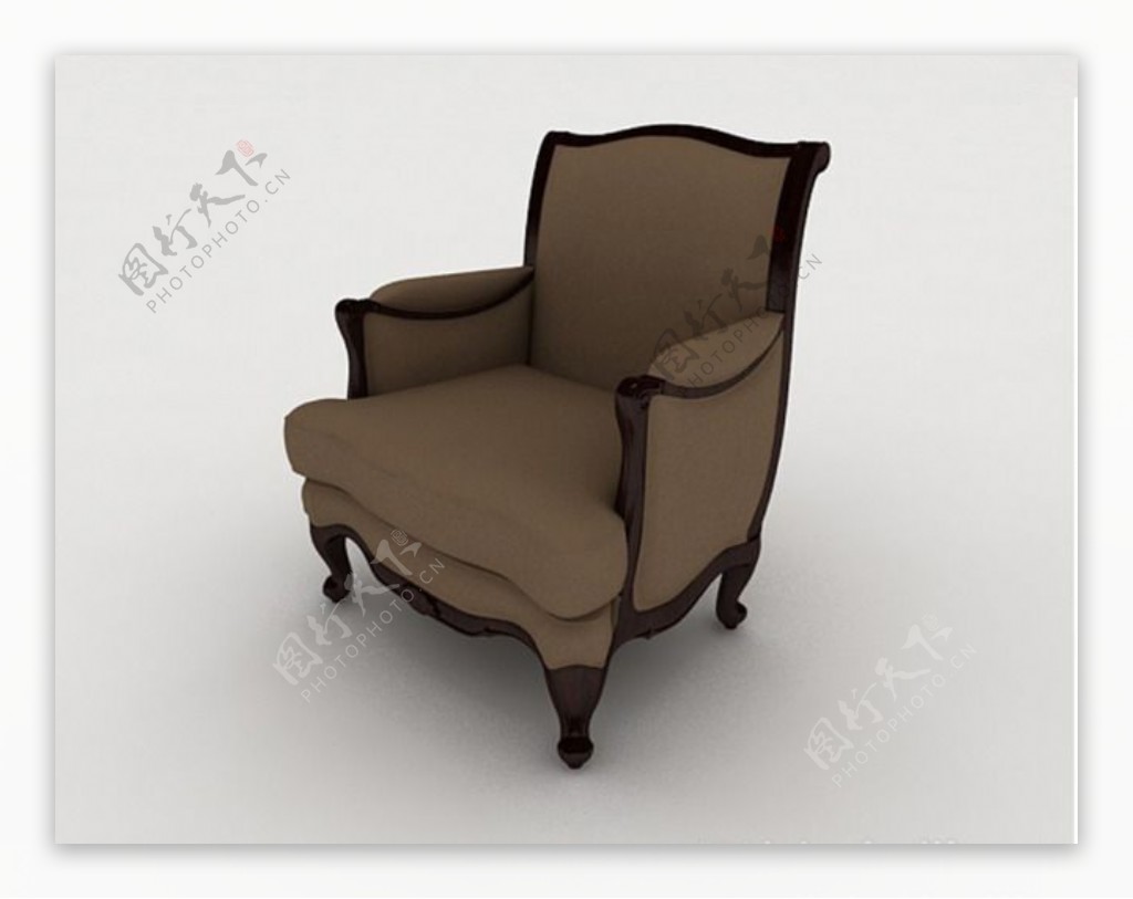 欧式简约风格单人沙发3d模型下载