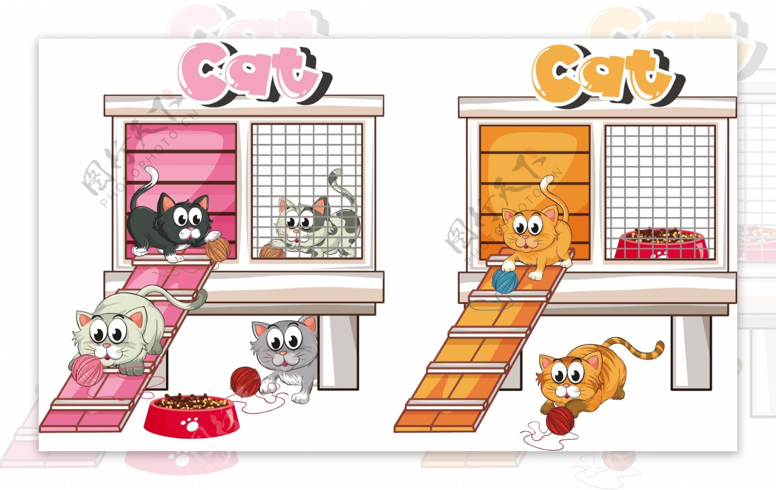 可爱小猫笼子宠物窝插图