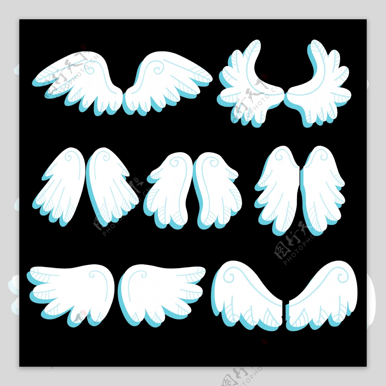 卡通可爱翅膀插图免抠png透明图层素材