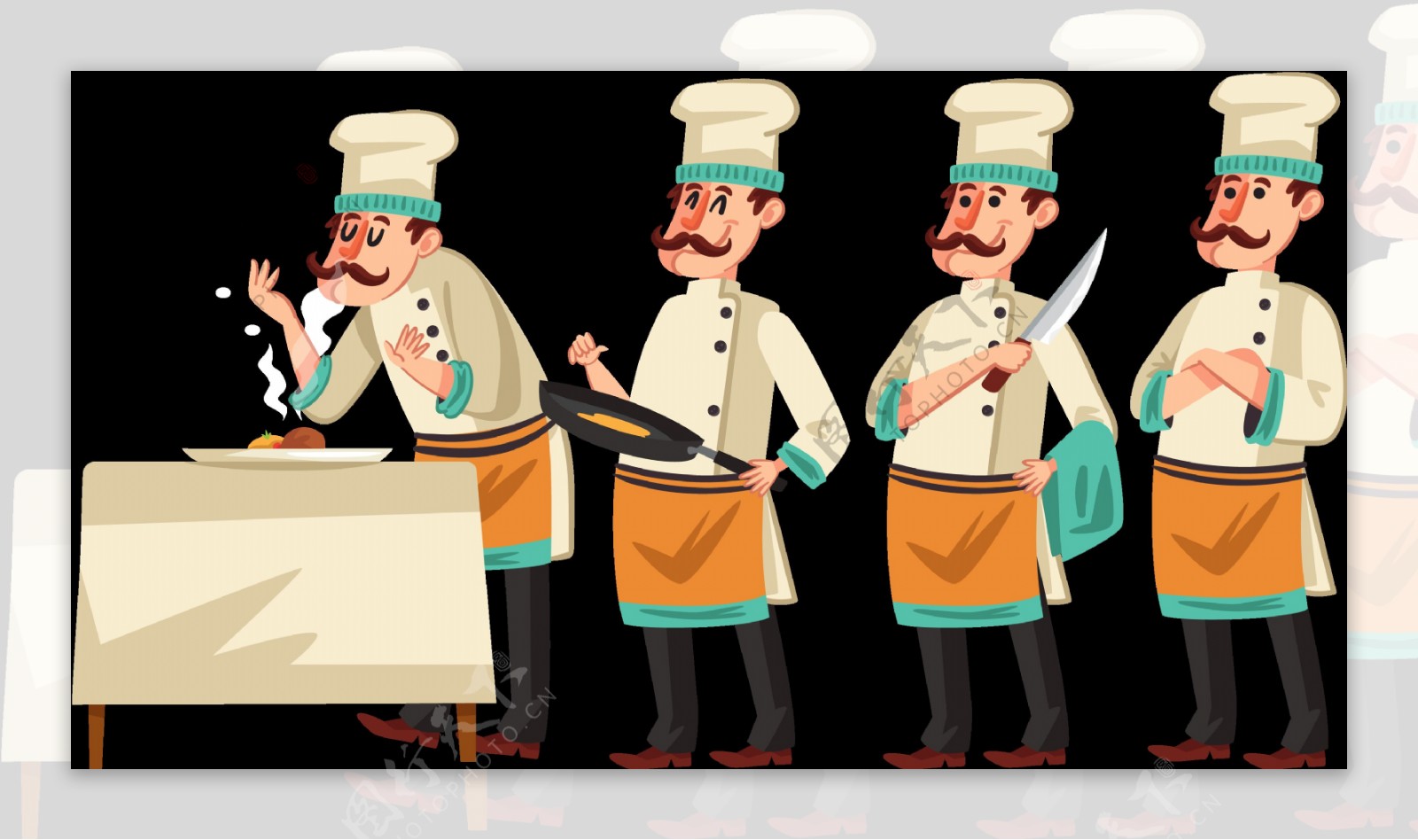 卡通厨师人物插图免抠png透明图层素材