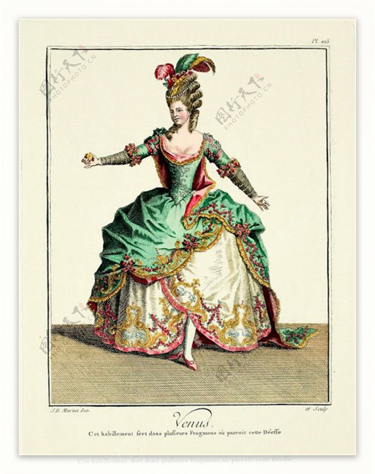 欧式古典洛可可长裙设计图