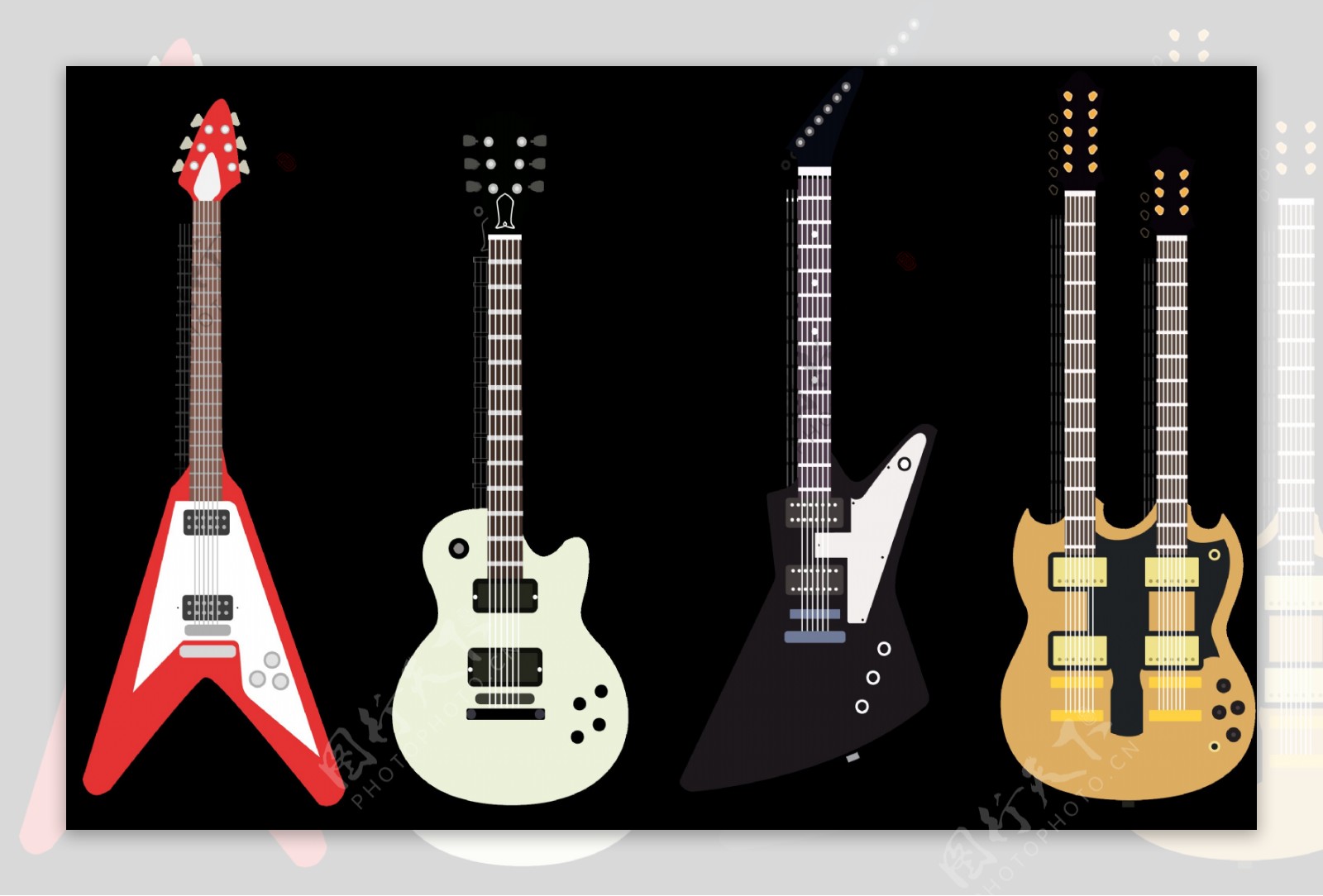 扁平风格电吉他插图免抠png透明图层素材