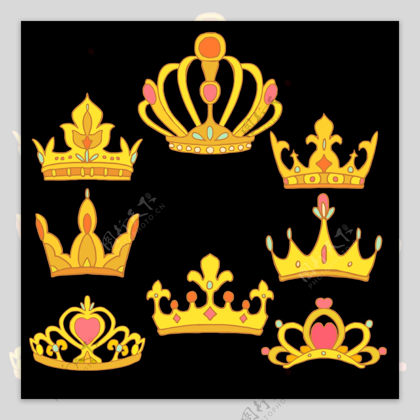 粉红宝石金色皇冠图标免抠png透明素材