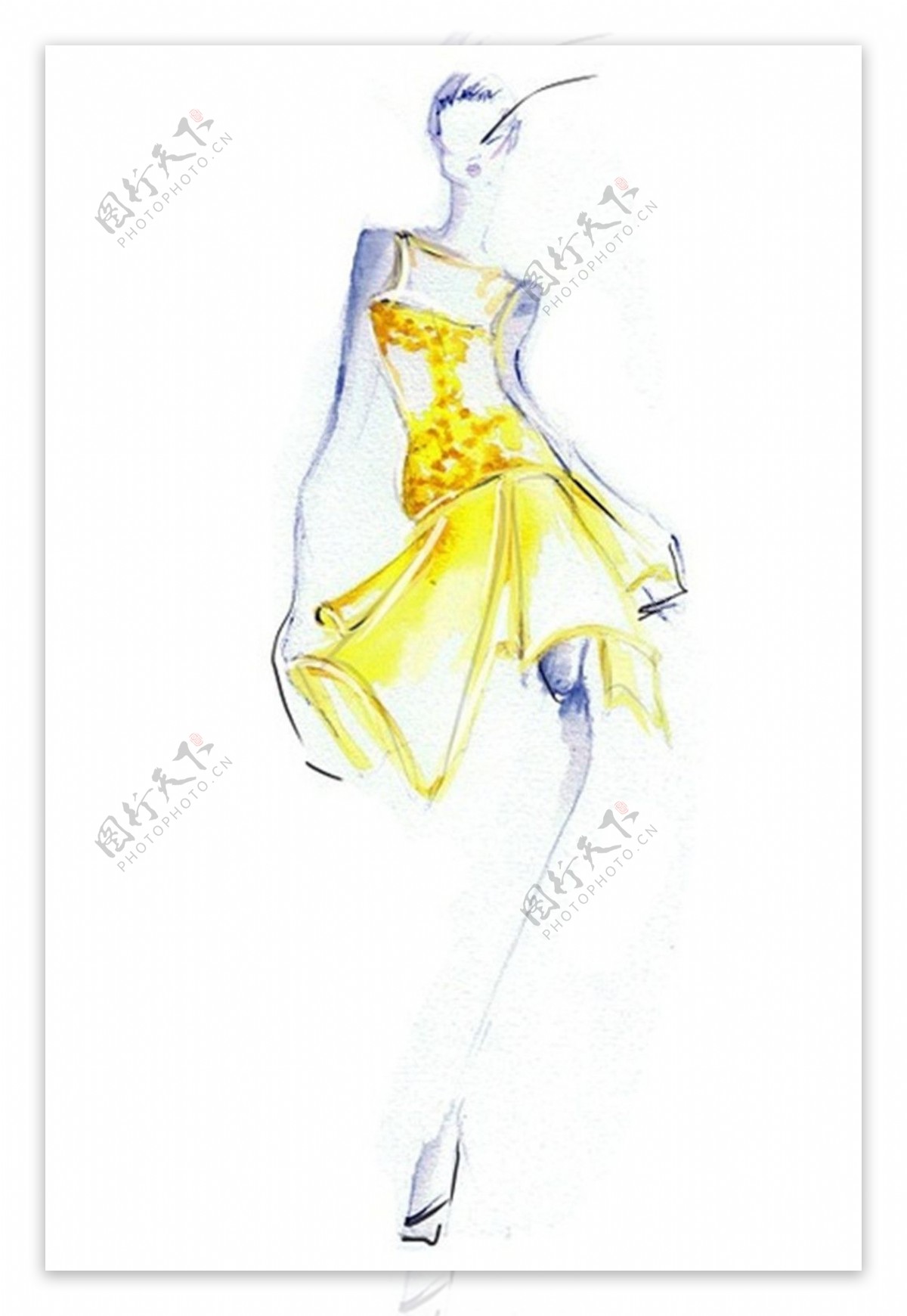 黄色套裙设计图