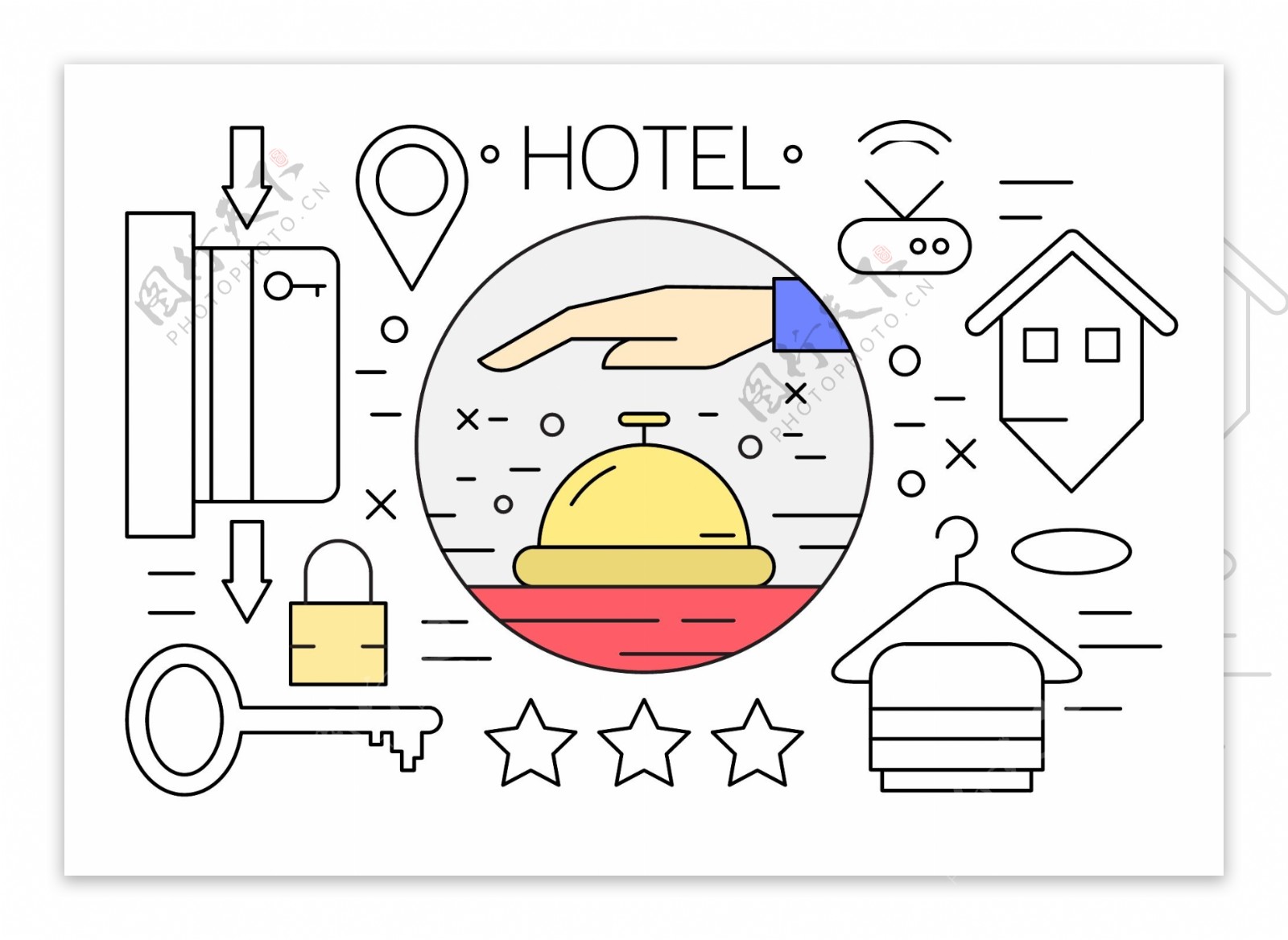 线性酒店服务图标