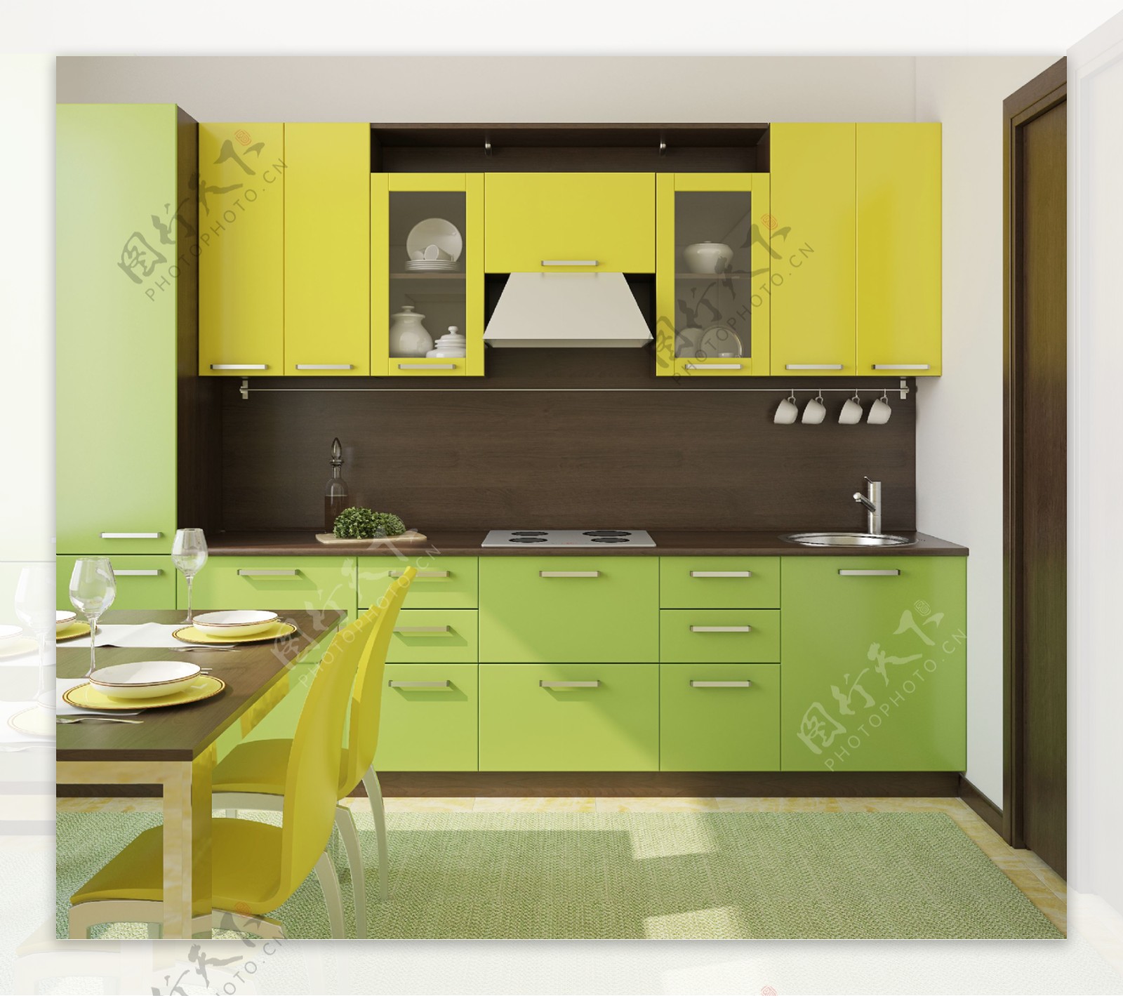 绿色厨房装饰设计图片