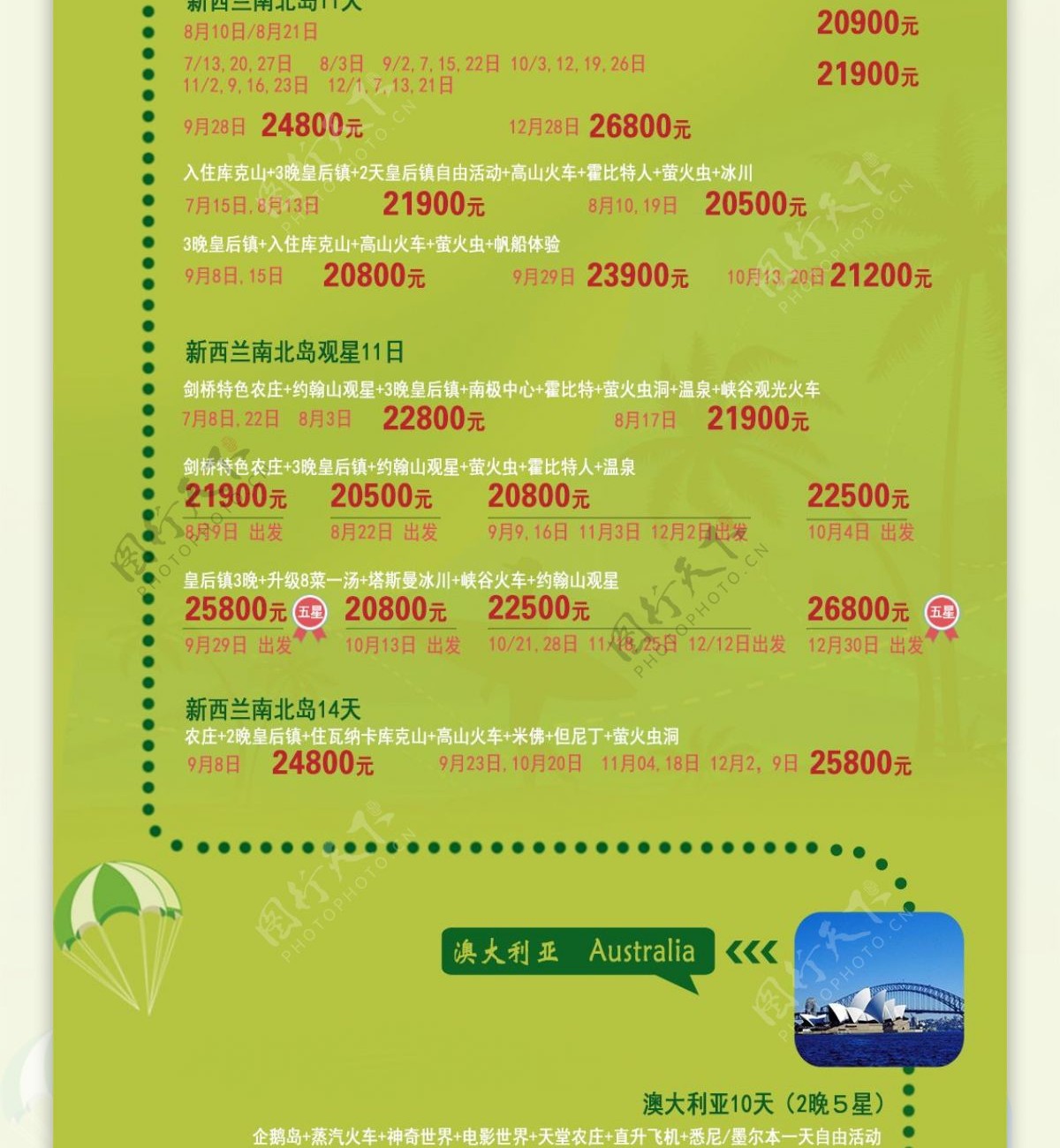 绿色长图旅游澳洲新西兰旅游海报