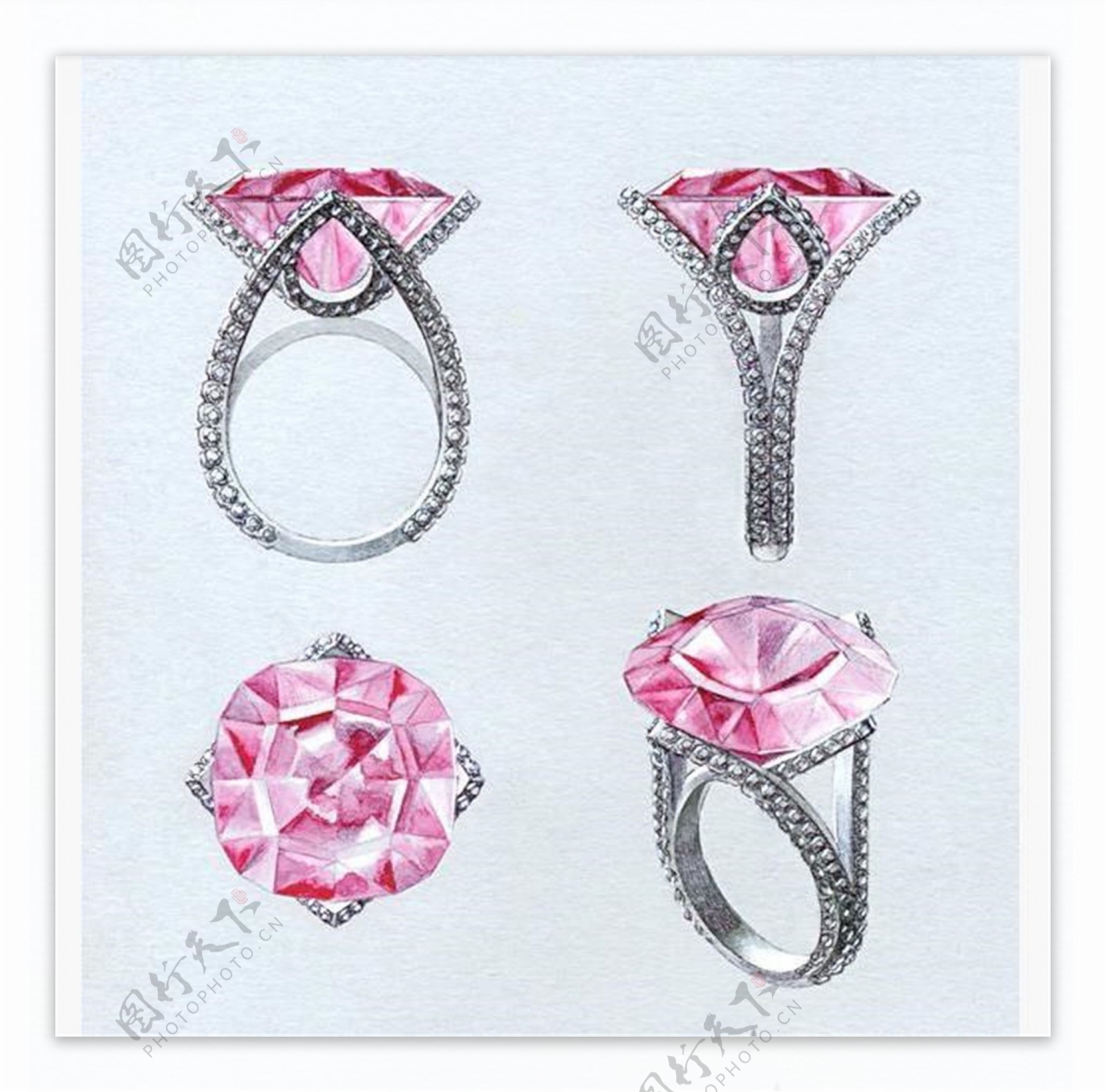 手绘粉色戒指珠宝图片素材