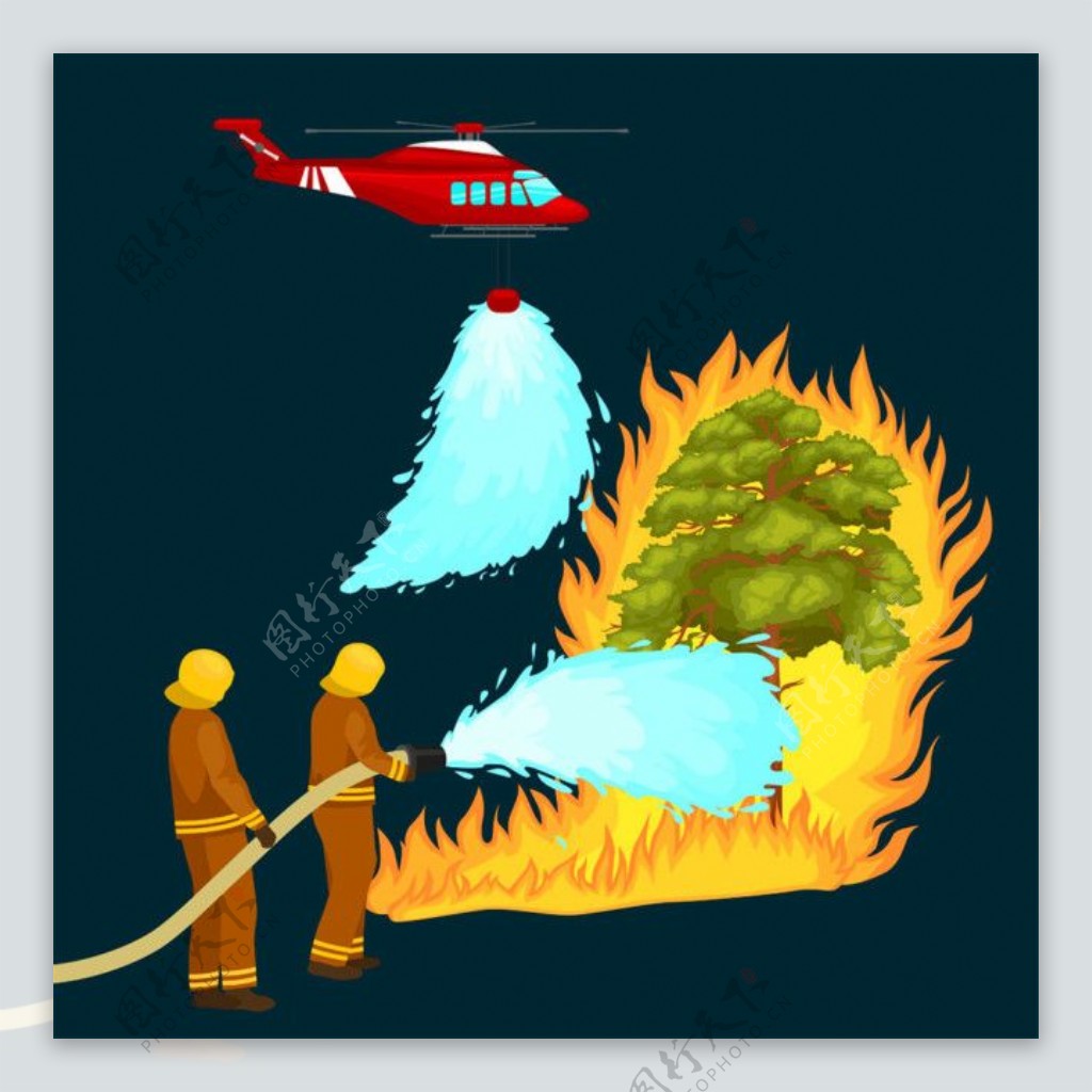 直升飞机和救火图片