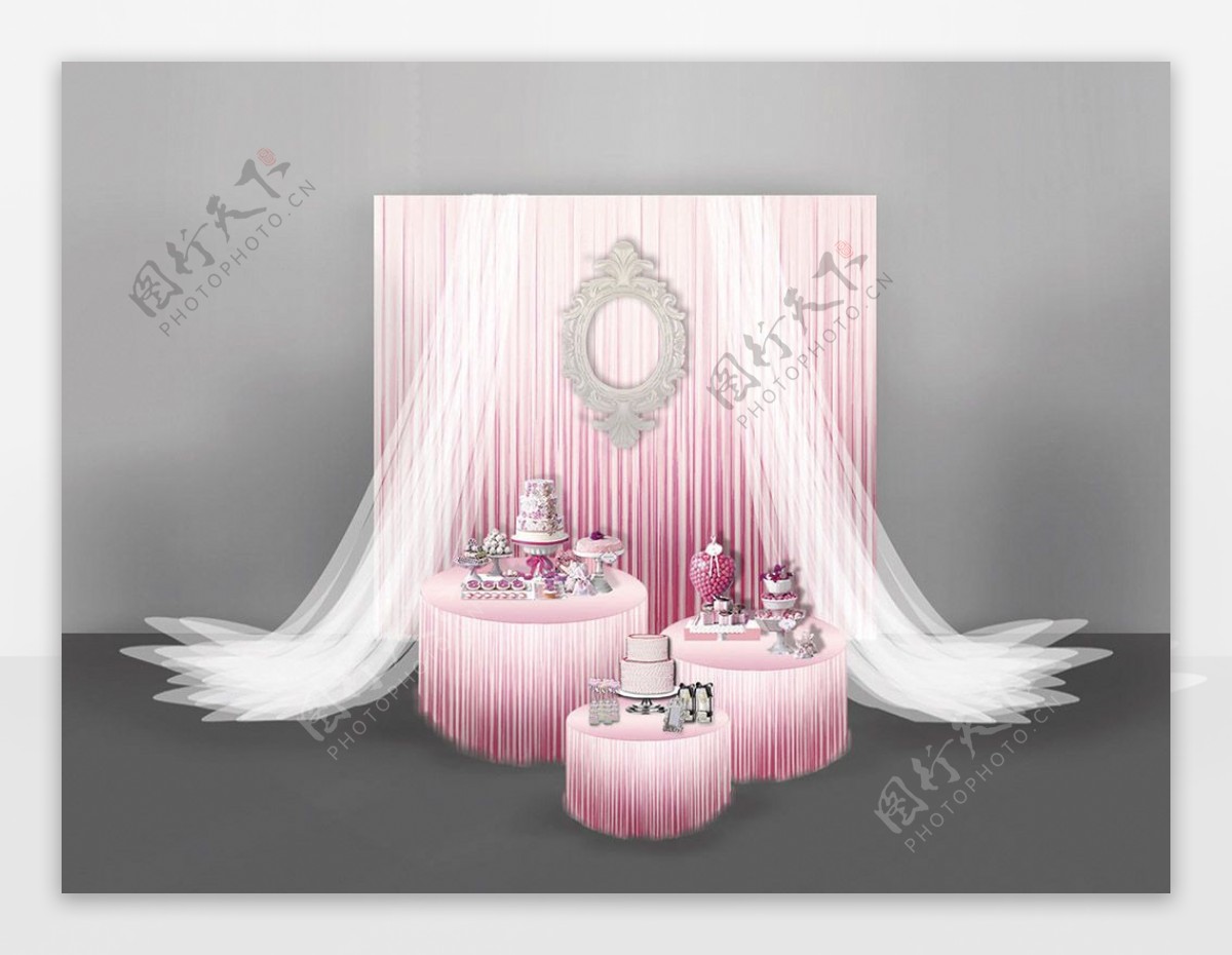 婚礼粉色甜品区设计