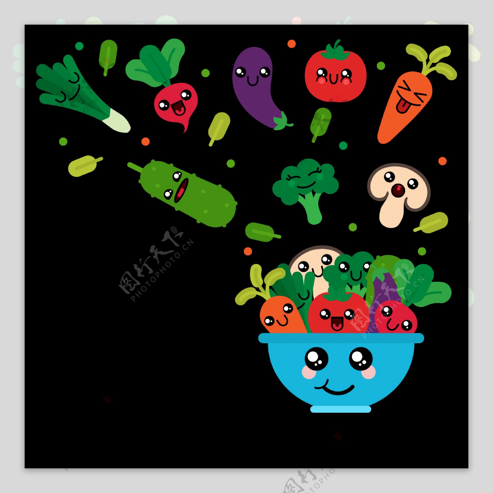 各种卡通蔬菜免抠png透明图层素材