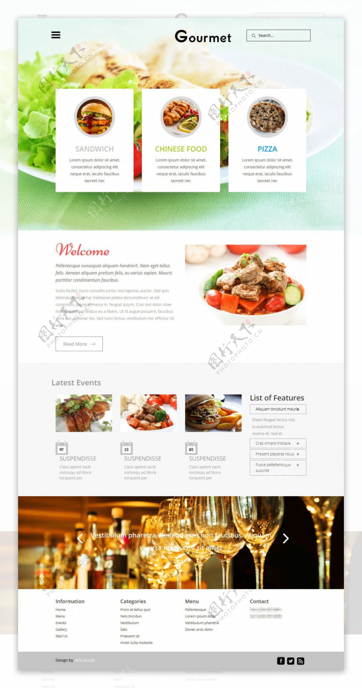高档美食餐厅响应式网页模板